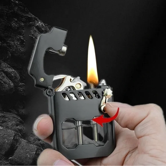 Zorro Mecha transparent fuel tank mechanical ejection kerosene lighter set. NWT! - Picture 4 of 5